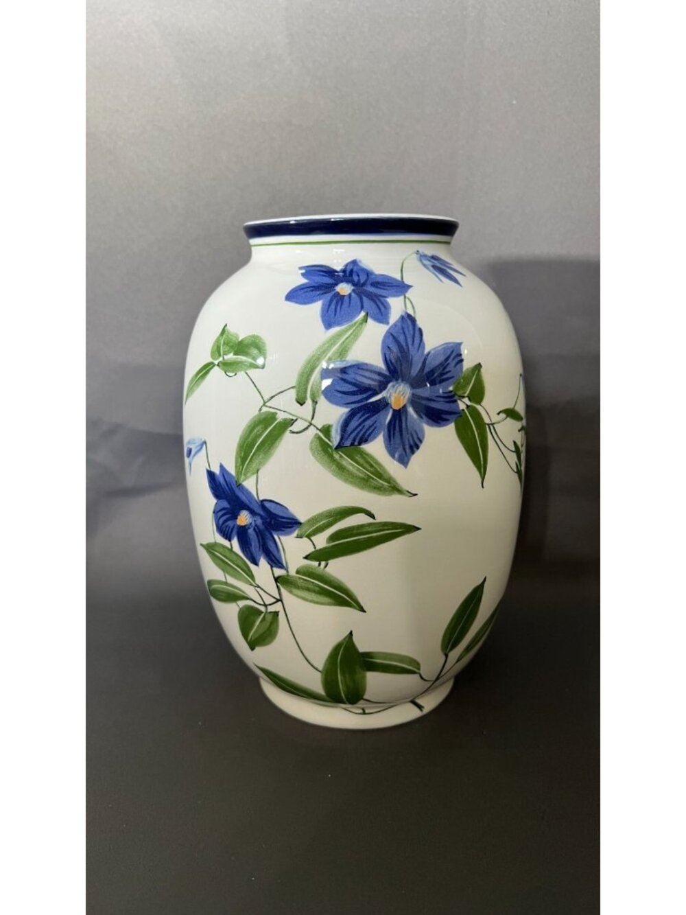 Tiffany & Co Este Ceramiche Floral Vase Handcrafted Italy Blue & White